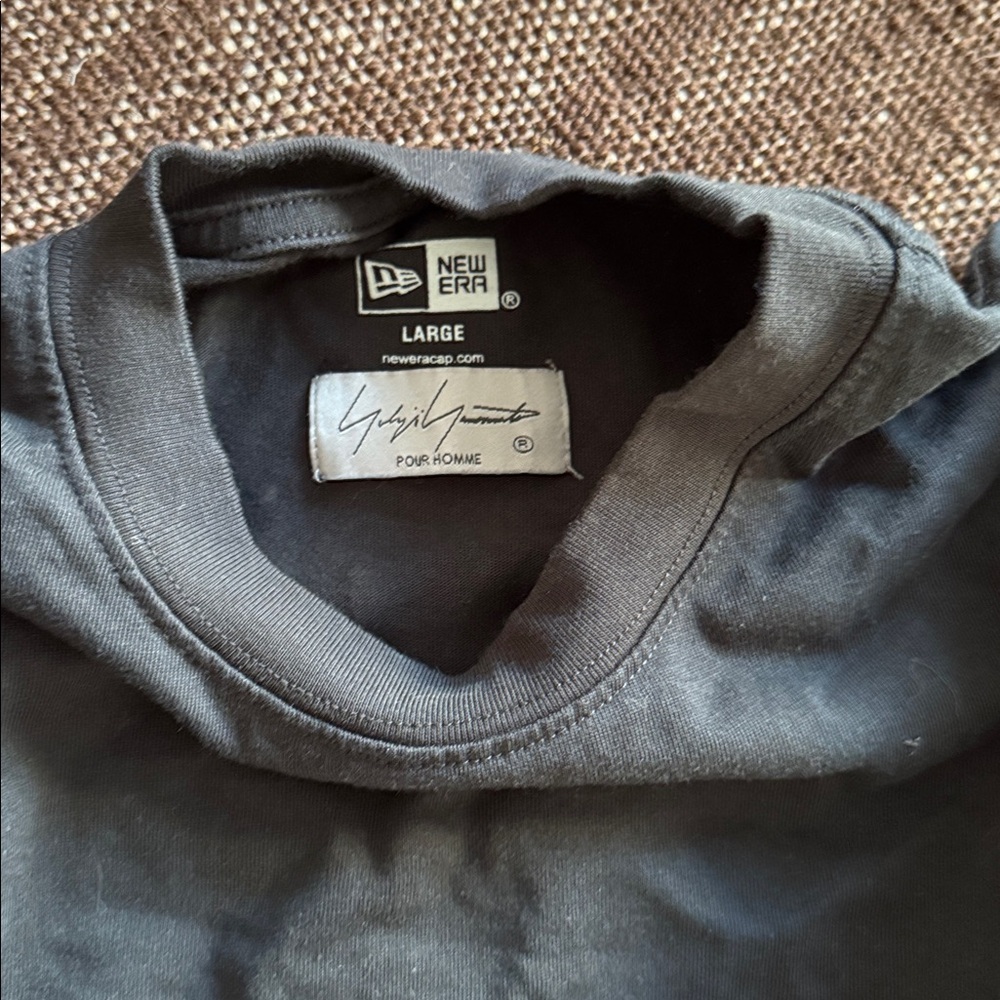 YOHJI YAMAMOTO Black Grey Logo Cotton Crew Neck Pullover - Picture 4 of 4